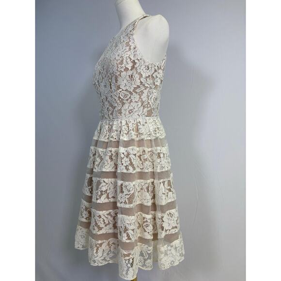 AQUA White Lace Dress Sleeveless Layered Party Cocktail Dress Sz 6 - Picture 6 of 12